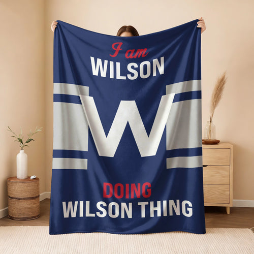 I'm Name Doing Name Things Navy Fleece Blanket WILSON 13K1 BK51