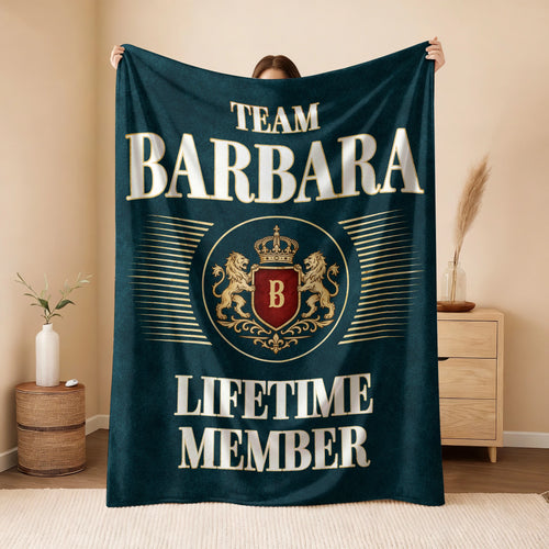 Team Your Name Lifetime Member Sage Green Fleece Blanket BARBARA 13K1 BK42
