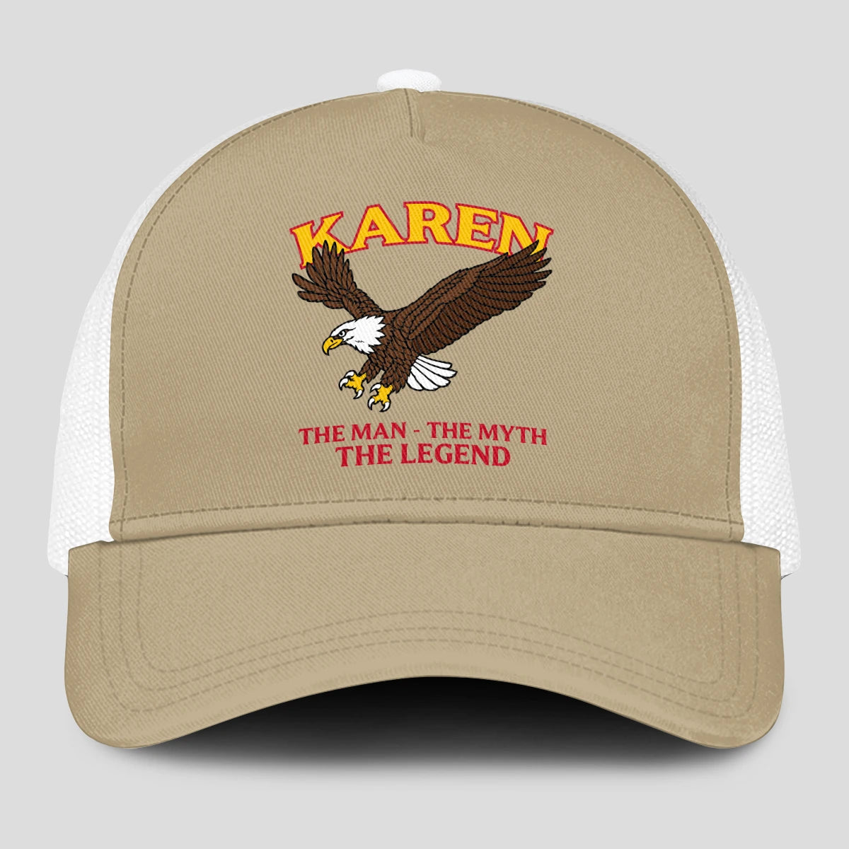 The Man The Myth The Legend Eagle Khaki Mesh Cap KAREN 13K1 C210PF