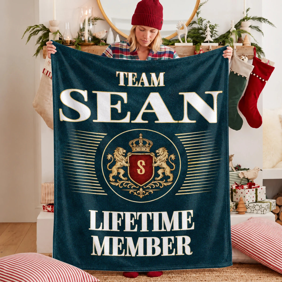 Team Your Name Lifetime Member Sage Green Fleece Blanket SEAN 13K1 BK42