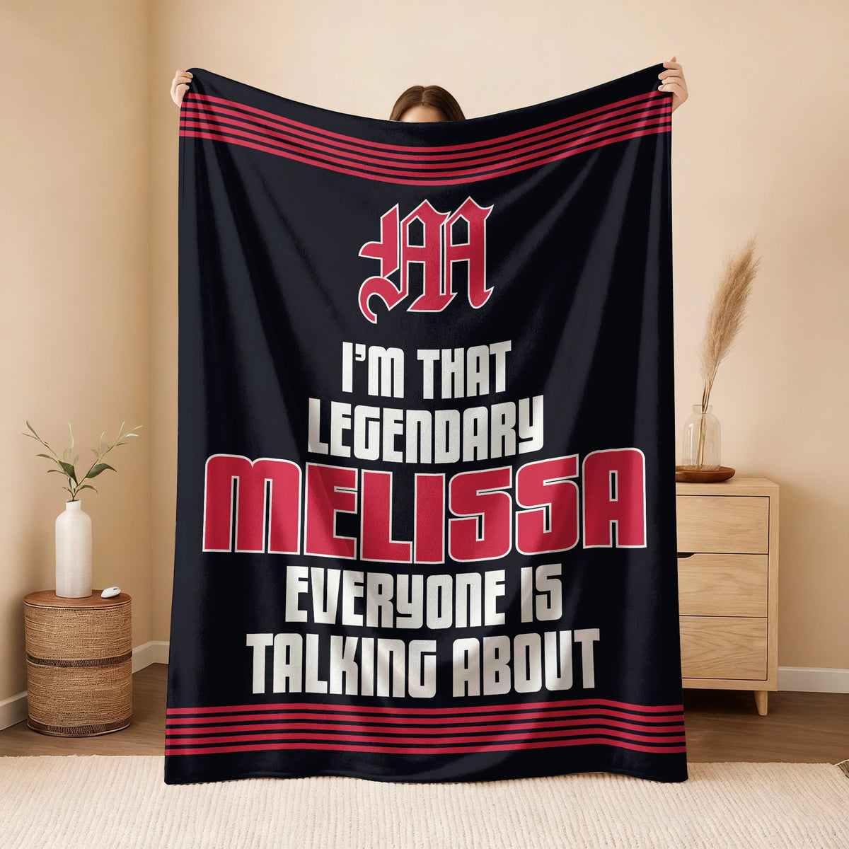 I'm That Legendary Name Dark Red Fleece Blanket MELISSA 13K1 BK48