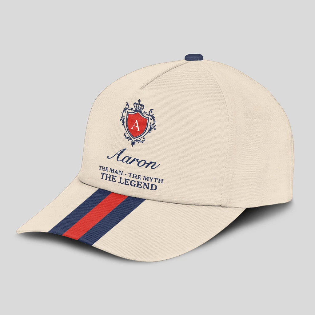 The Man The Myth The Legend Blue And Red Striped Cap AARON 13K1 C117PF