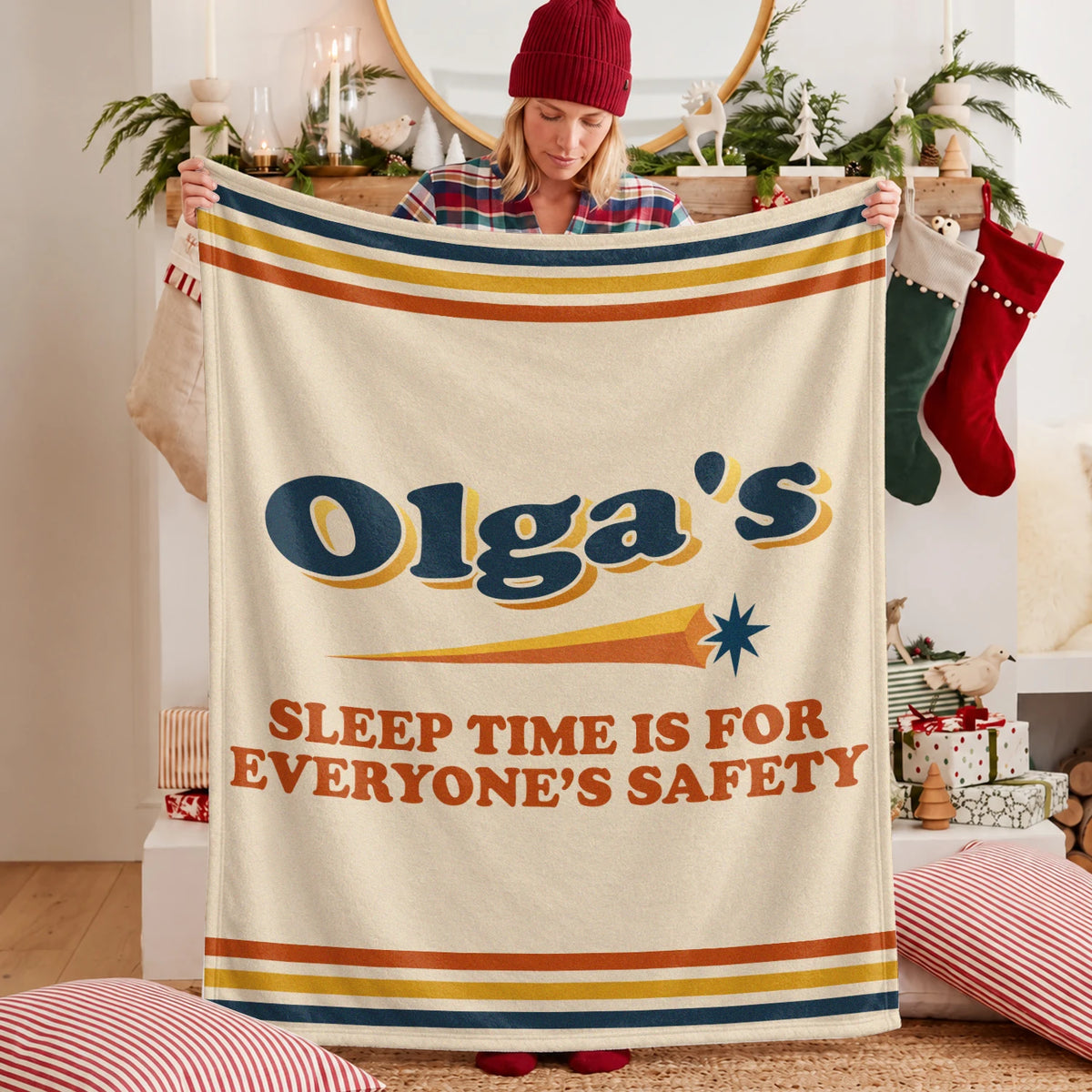 Your Name's Sleep Time Funny Retro Fleece Blanket OLGA 13K1 BK67