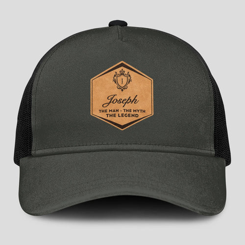 The Man The Myth The Legend Vintage Logo Gray And Black Cap JOSEPH 13K1 C211PF