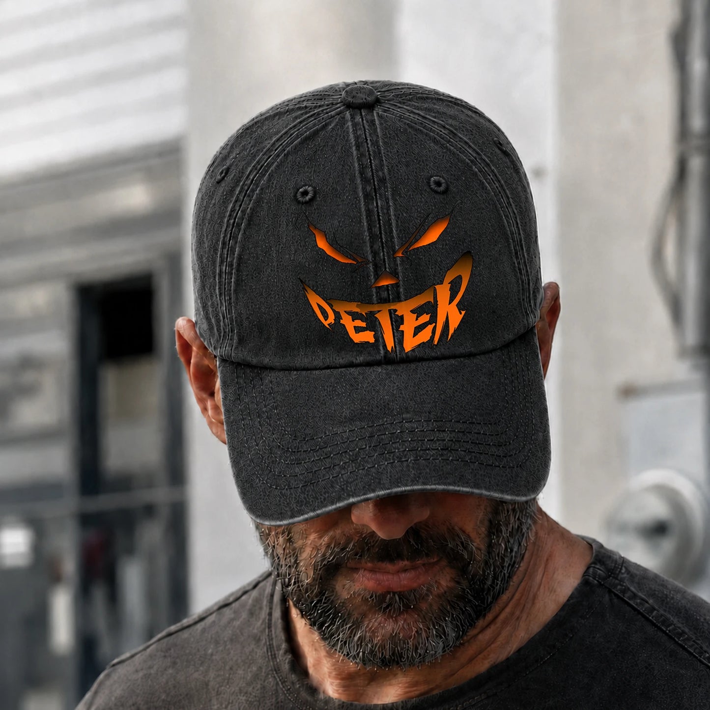 Your Name Jack O' Lantern Halloween Washed Cap PETER 13K1 C100PF