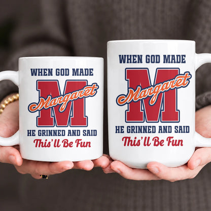When God Made Your Name Personalized Baseball Mug MARGARET 13K1 MG07