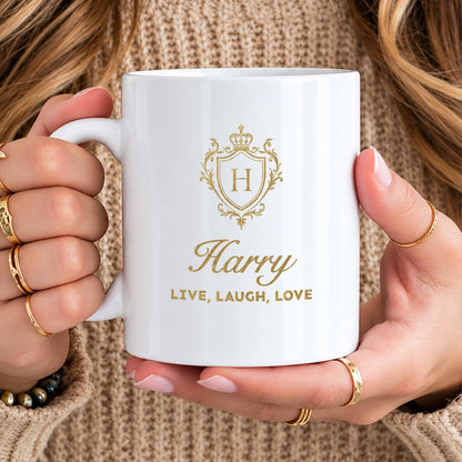 Your Name Live Laugh Love Luxury Champagne Gold Mug HARRY 13K1 MG10