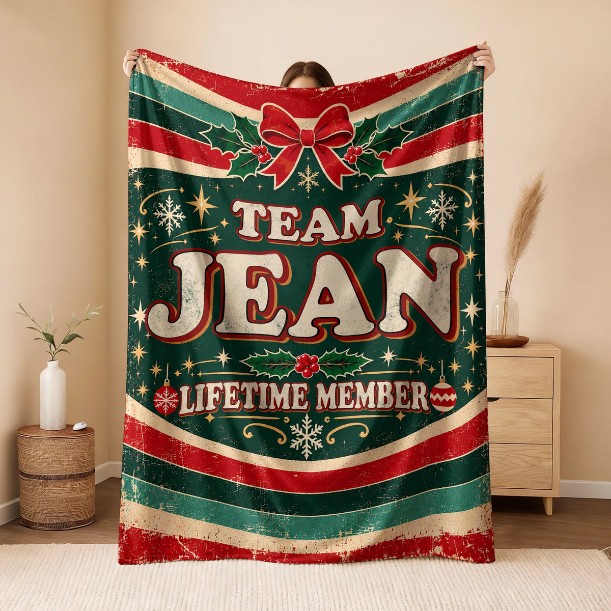 Team Your Name Lifetime Member Christmas Fleece Blanket JEAN 13K1 BK52