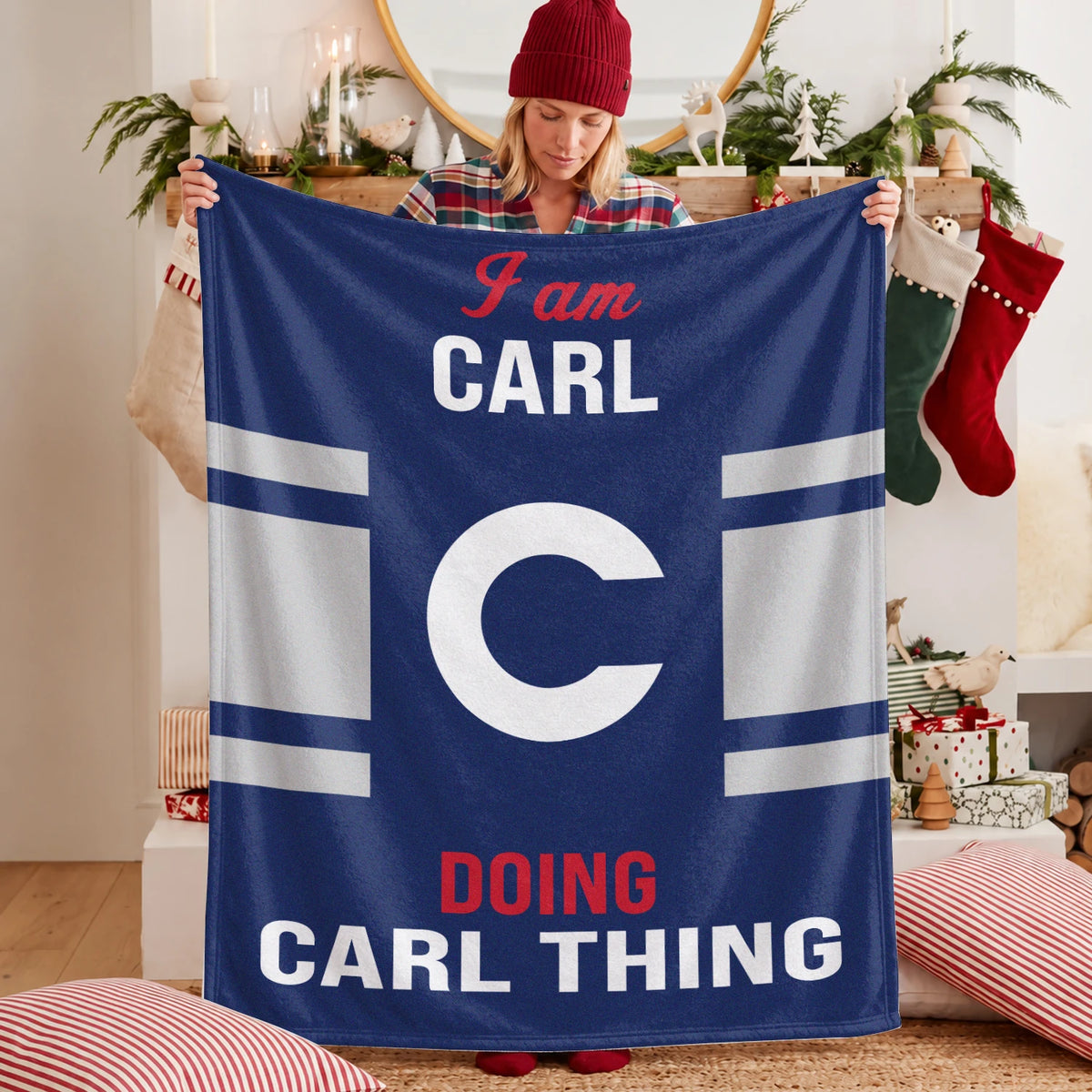 I'm Name Doing Name Things Navy Fleece Blanket CARL 13K1 BK51