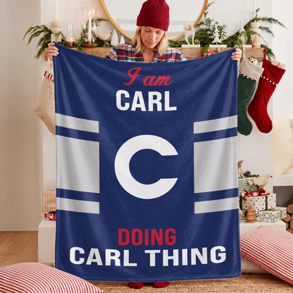 I'm Name Doing Name Things Navy Fleece Blanket CARL 13K1 BK51