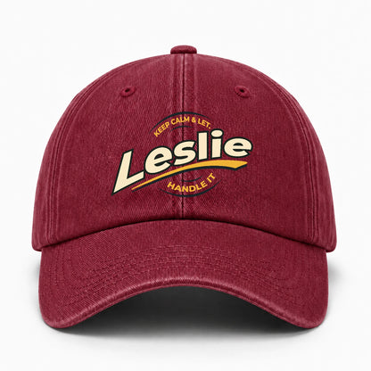Keep Calm & Let Your Name Handle It Burgundy Washed Cap LESLIE 13K1 C105PF