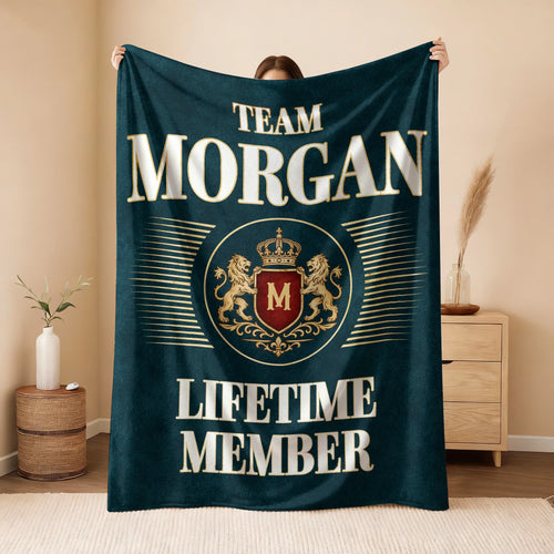 Team Your Name Lifetime Member Sage Green Fleece Blanket MORGAN 13K1 BK42