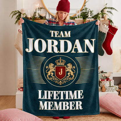 Team Your Name Lifetime Member Sage Green Fleece Blanket JORDAN 13K1 BK42