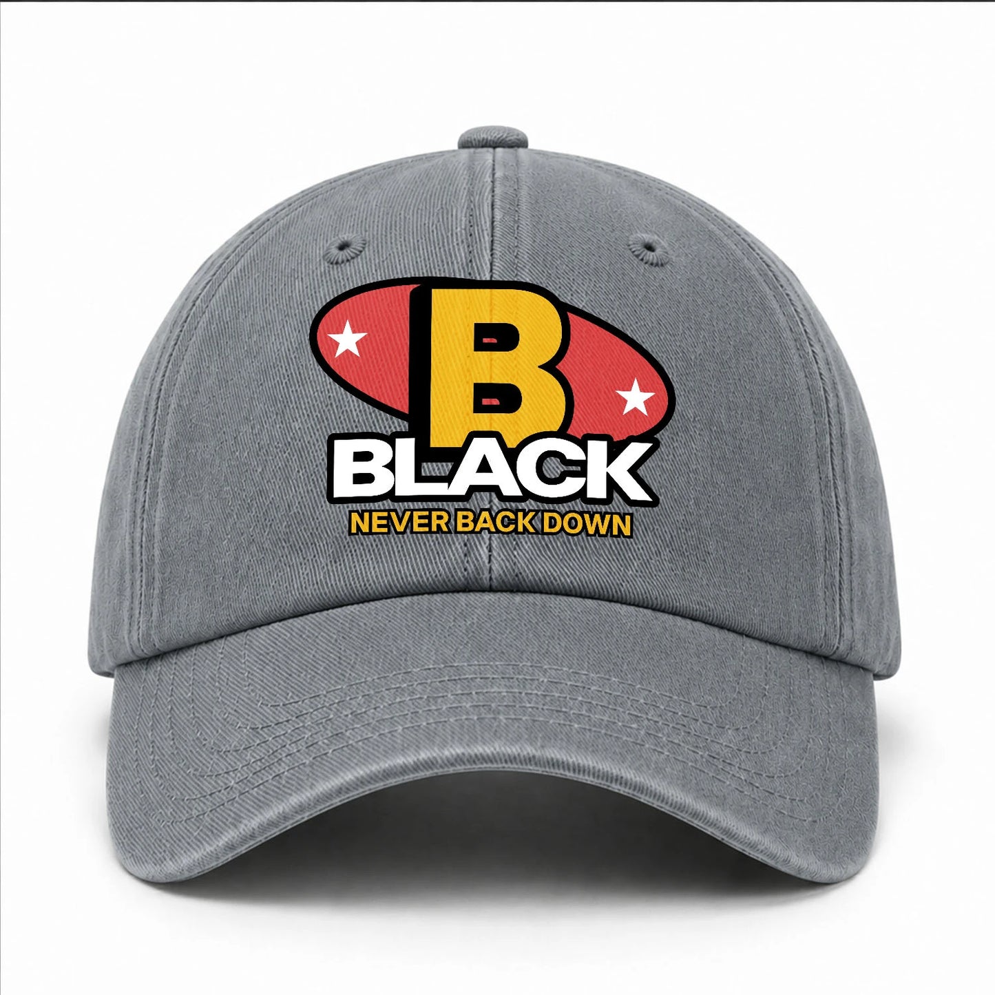 Never Back Down With Your Name And Initial Letter Washed Cap BLACK 13K1 C82PF