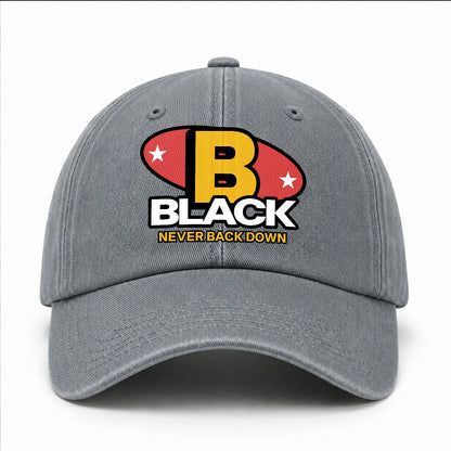 Never Back Down With Your Name And Initial Letter Washed Cap BLACK 13K1 C82PF