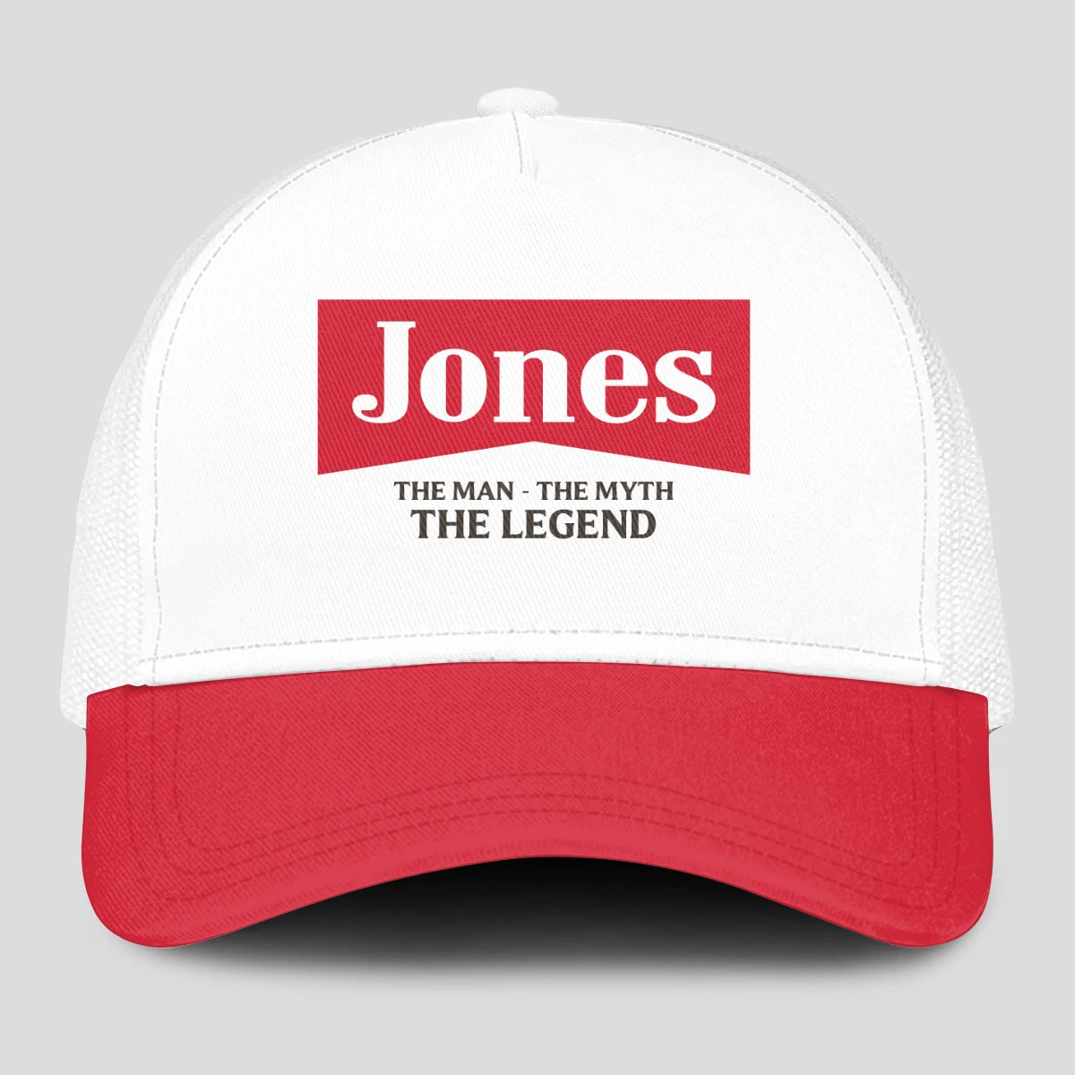 The Man The Myth The Legend Red And White Mesh Cap JONES 13K1 C197PF