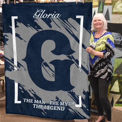 The Man The Myth The Legend Navy Baseball Fleece Blanket GLORIA 13K1 BK17