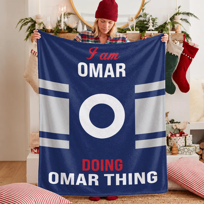I'm Name Doing Name Things Navy Fleece Blanket OMAR 13K1 BK51