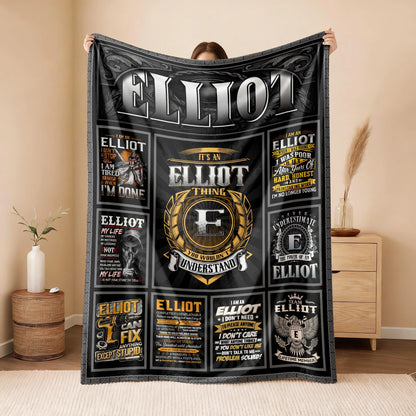 ELLIOT Personalized Blanket | Custom Name Cozy Throw Gift 13K5-BK2