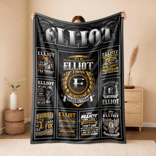 ELLIOT Personalized Blanket | Custom Name Cozy Throw Gift 13K5-BK2