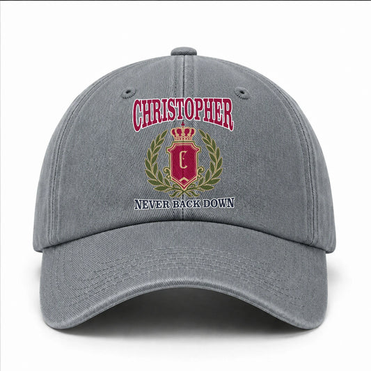 Your Name Never Back Down Royal Washed Cap CHRISTOPHER 13K1 C77PF