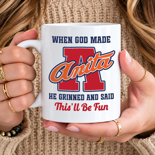 When God Made Your Name Personalized Baseball Mug ANITA 13K1 MG07