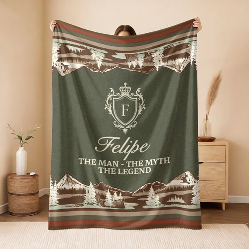 The Man The Myth The Legend Deer In Forest Brown Fleece Blanket FELIPE 13K1 BK10