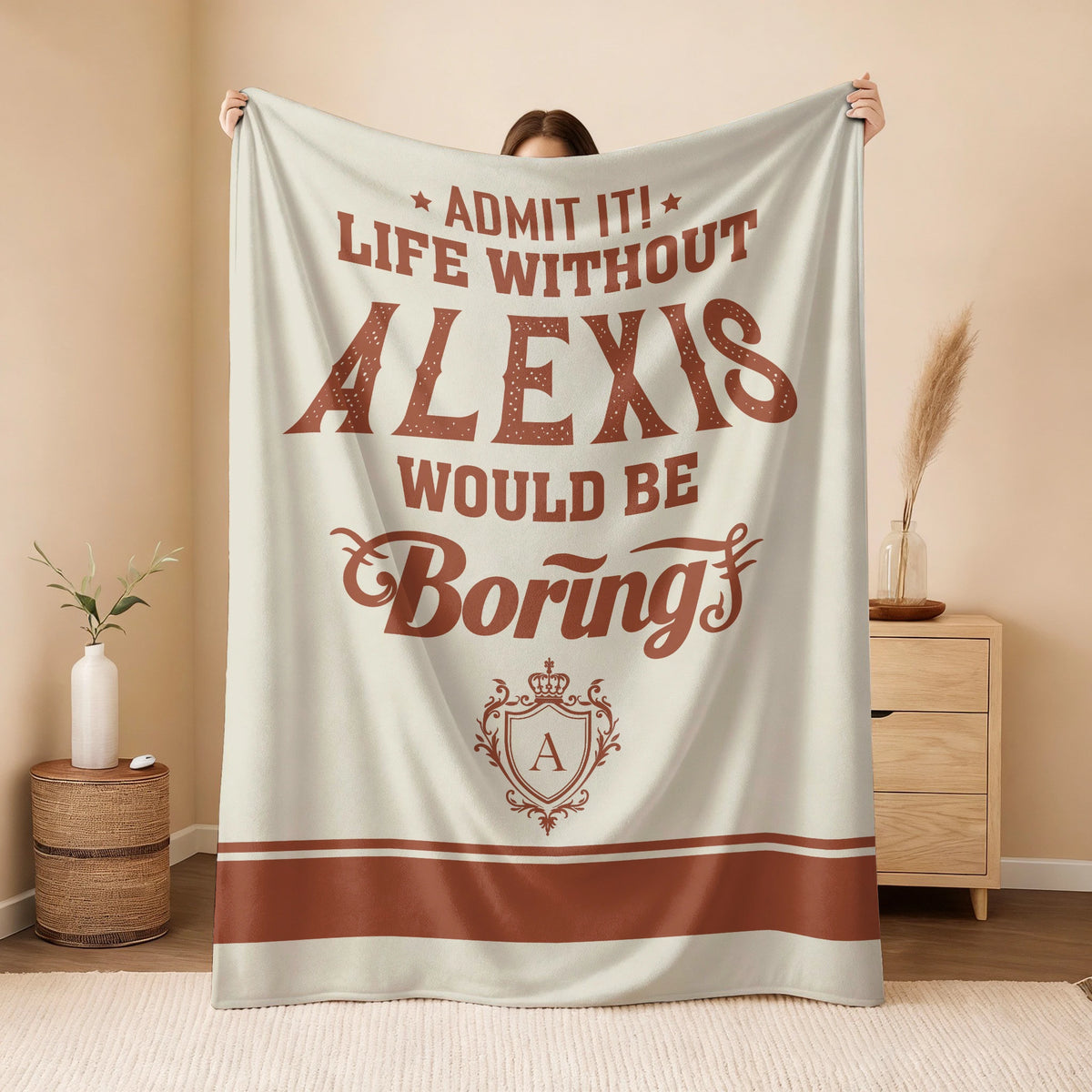Life Without Your Name Would Be Boring Cream Terracotta Blanket ALEXIS 13K1 BK24