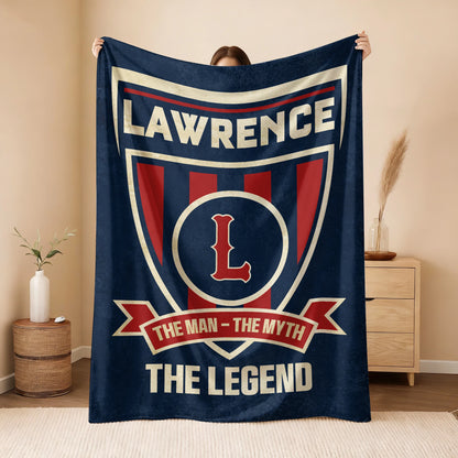 The Man The Myth The Legend Blue Burgundy Baseball Blanket LAWRENCE 13K1 BK18