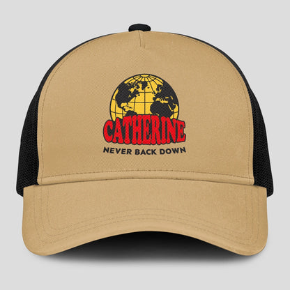 Never Back Down World Logo Khaki Mesh Cap CATHERINE 13K1 C212PF