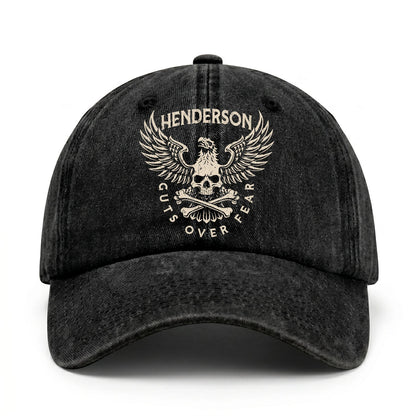 Your Name Guts Over Fear With Eagle And Skull Washed Cap HENDERSON 13K1 C75PF