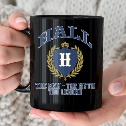 The Man The Myth The Legend Blue And Yellow Logo Mug HALL 13K1 MG24