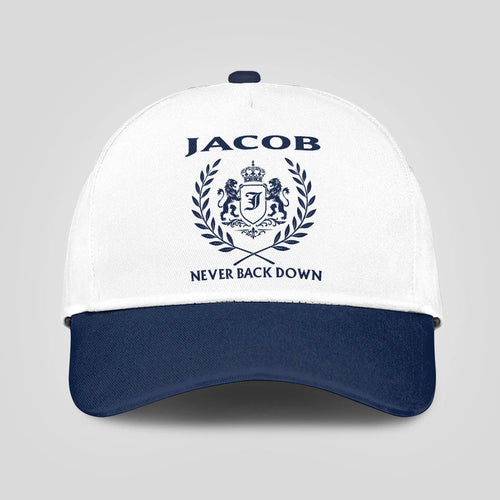 Never Back Down Blue And White Cap JACOB 13K1 C59PF