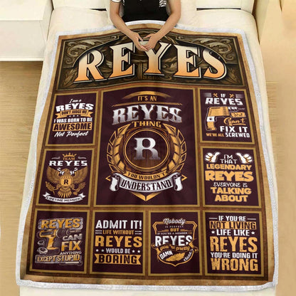 REYES Personalized Blanket | Custom Name Cozy Throw Gift 13K1-BK4