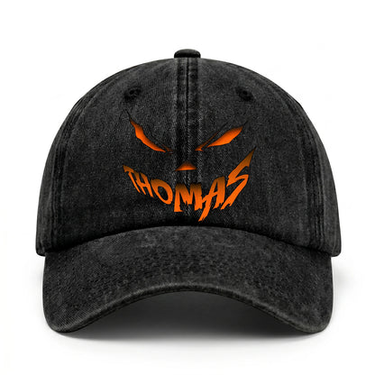 Your Name Jack O' Lantern Halloween Washed Cap THOMAS 13K1 C100PF
