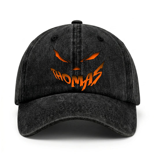 Your Name Jack O' Lantern Halloween Washed Cap THOMAS 13K1 C100PF