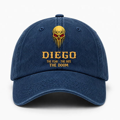 The Fear The Fate The Doom Skull Blue Washed Cap DIEGO 13K1 C97PF
