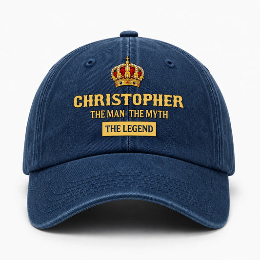The Man The Myth The Legend King Crown Washed Cap CHRISTOPHER 13K1 C146PF