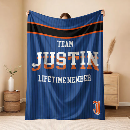 Team Your Name Lifetime Member Basketball Fleece Blanket JUSTIN 13K1 BK47