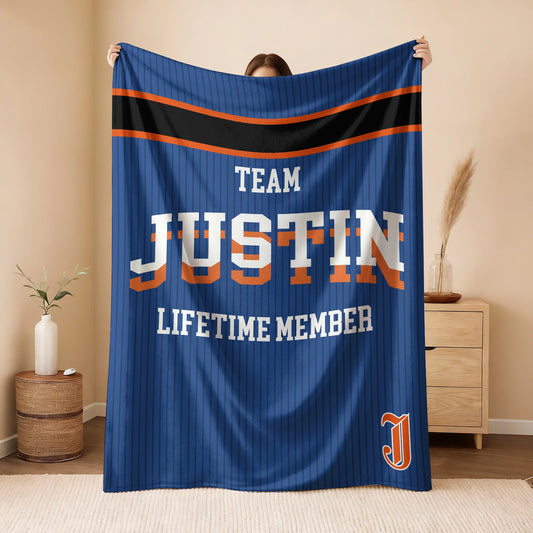 Team Your Name Lifetime Member Basketball Fleece Blanket JUSTIN 13K1 BK47