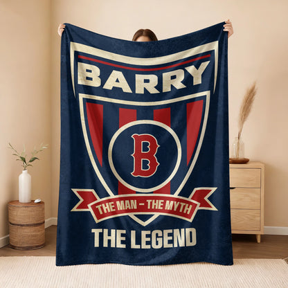 The Man The Myth The Legend Blue Burgundy Baseball Blanket BARRY 13K1 BK18