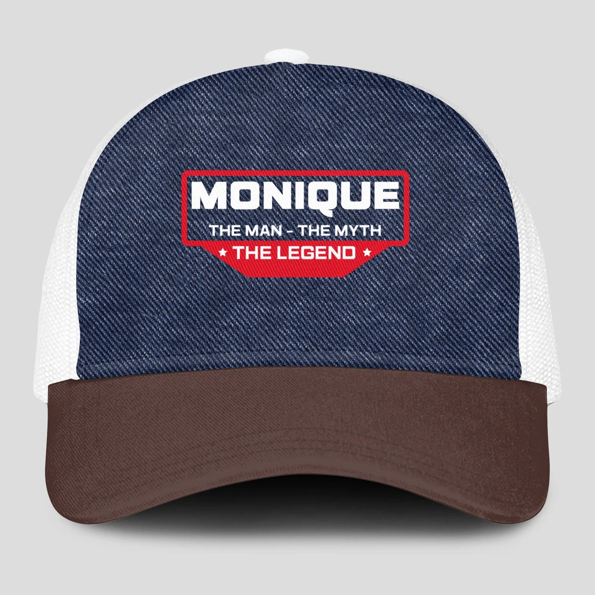 The Man The Myth The Legend Navy Brown And White Mesh Cap MONIQUE 13K1 C200PF