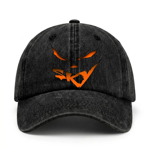 Your Name Jack O' Lantern Halloween Washed Cap SKY 13K1 C100PF
