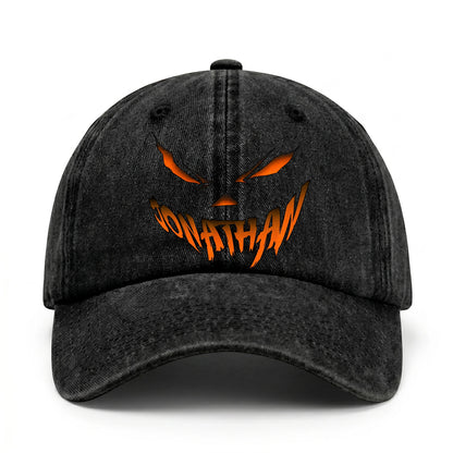Your Name Jack O' Lantern Halloween Washed Cap JONATHAN 13K1 C100PF