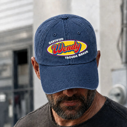 Certified Your Name Trouble Maker Washed Cap WENDY 13K1 C73PF