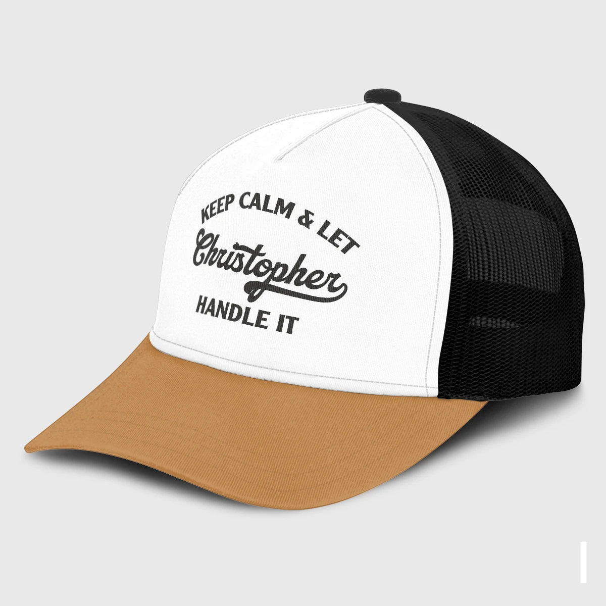 Keep Calm & Let Your Name Handle It Yellow And White Mesh Cap CHRISTOPHER 13K1 C205PF