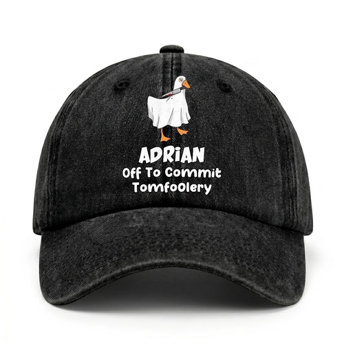 Off To Commit Tomfoolery Funny Goose Washed Cap ADRIAN 13K1 C131PF