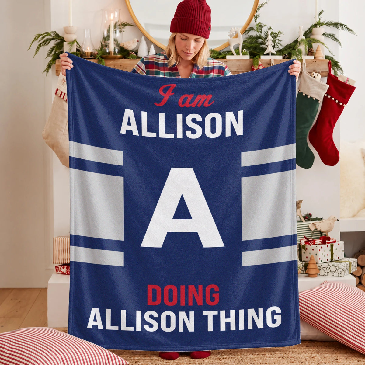 I'm Name Doing Name Things Navy Fleece Blanket ALLISON 13K1 BK51