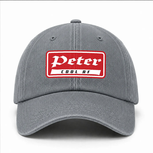 Your Name Cool Af Red Logo Funny Washed Cap PETER 13K1 C79PF