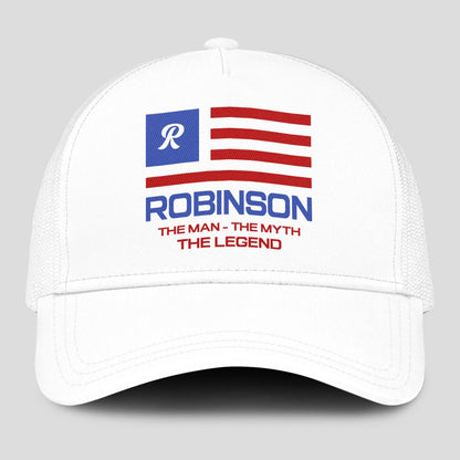 The Man The Myth The Legend America Flag Mesh Cap ROBINSON 13K1 C193PF